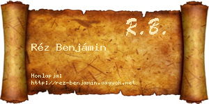 Réz Benjámin névjegykártya